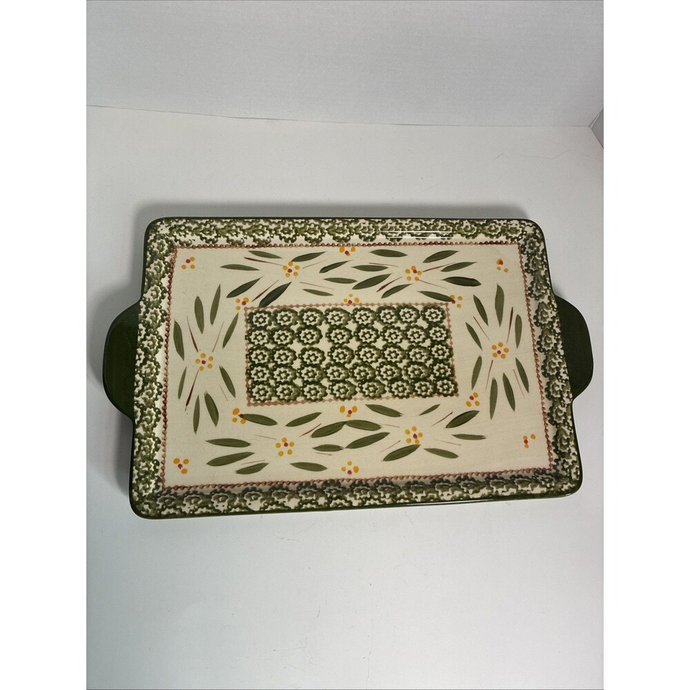 Serving Tray Temptations by Tara Old World Green Print 9 by 13 Inch